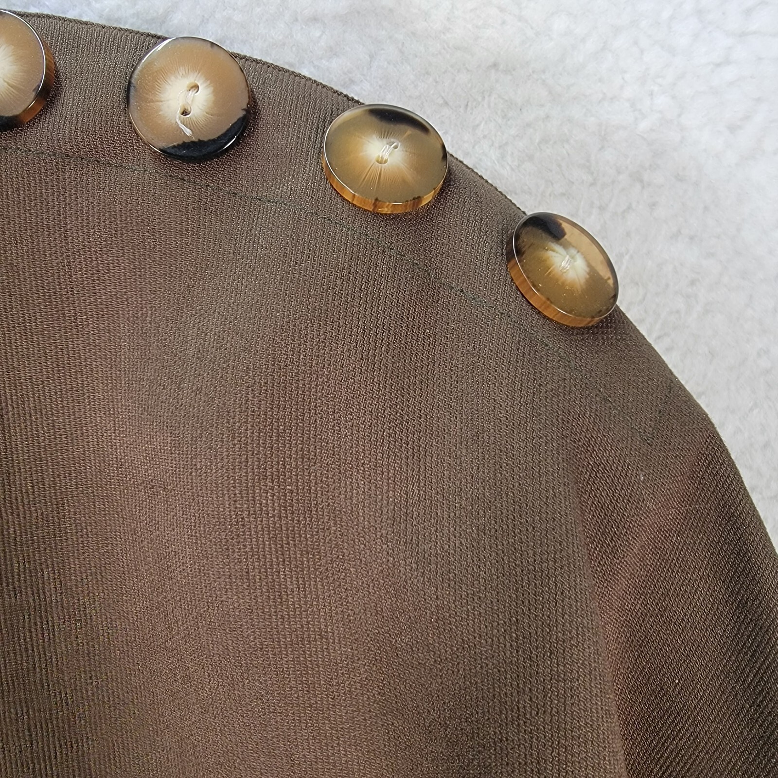 Vtg Howard Wolf Brown Mock Neck Rare Unique Boxy Midi Shift Womens Dress Size 4 image 6