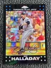 🔥ROY HALLADAY 2007 TOPPS CHROME BLACK SILVER REFRACTOR!🔥BLUE JAYS HOF!