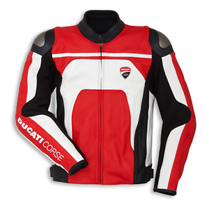 Ducati Racing Motorbike Jacket Pure Cow Hide Leather/ 5 Ce Approved