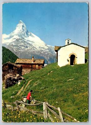 Postcard Switzerland Zermatt Living near Matterhorn Alps c1964 16E