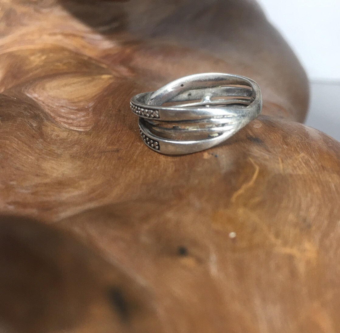 Solid .925 Sterling Silver Ring Bypass Crossover … - image 6