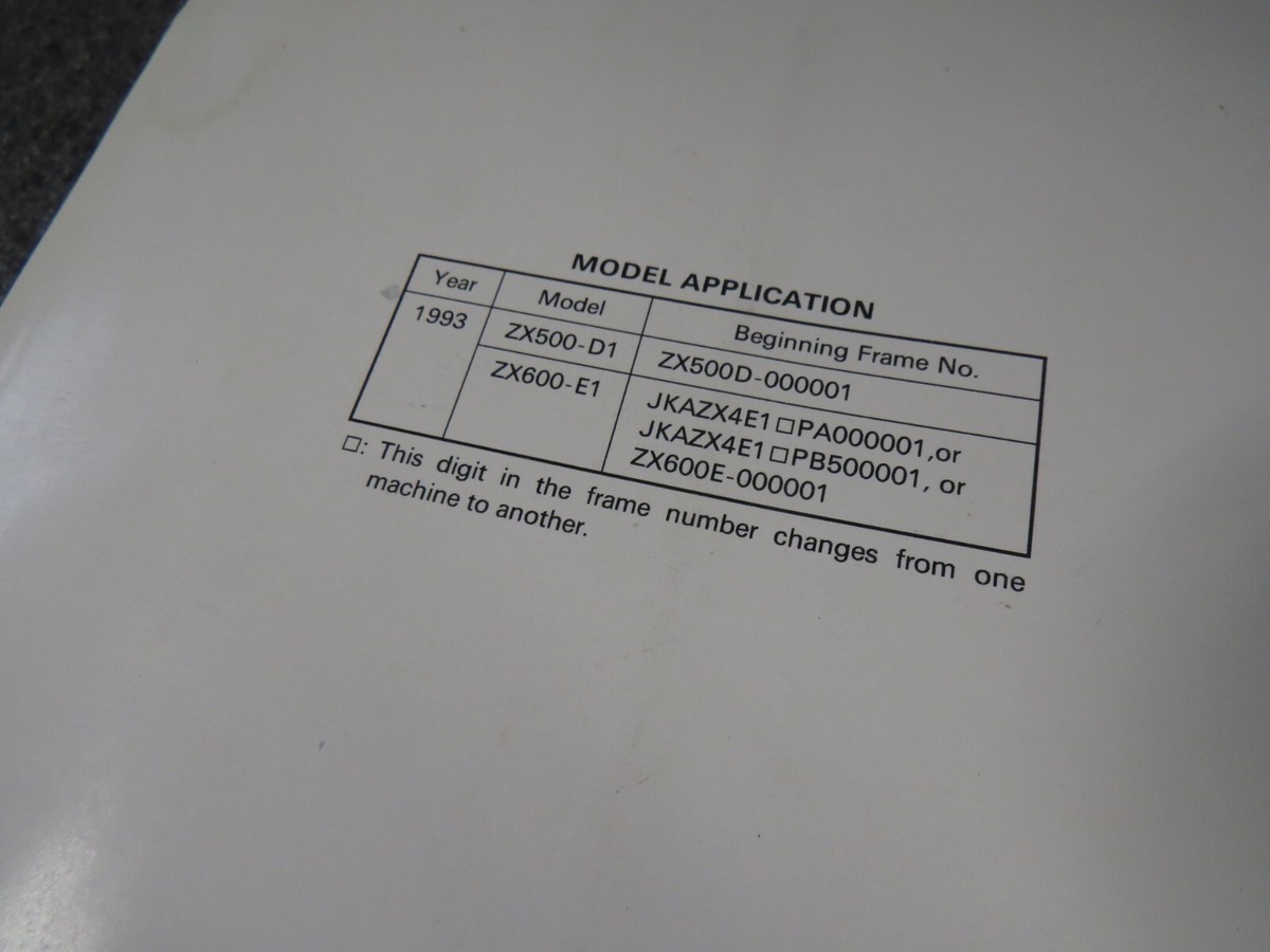 Kawasaki Factory Service Manual Supplement 1993 ZX500 D1 ZX600 E1
