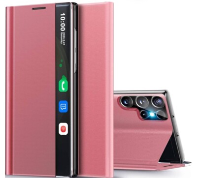 for Samsung Galaxy S23 Ultra Case View Clear Smart Window, with Kickstand