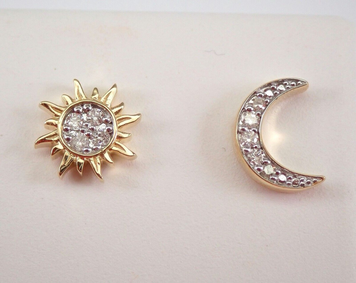 1.25 Ct Simulated Diamond Sun Moon Cluster Stud Earrings 14K 1.25 Ct Simulated Diamond Sun Moon Cluster Stud Earrings 14K