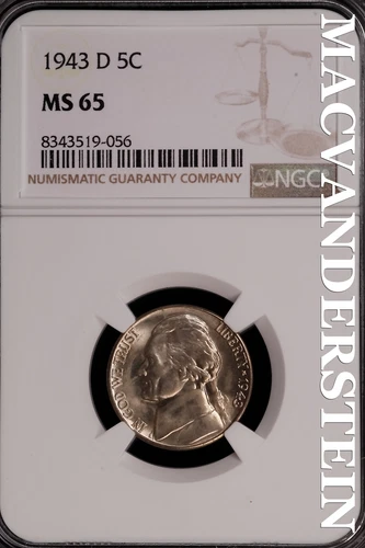 1943-D Jefferson Nickel - NGC MS 65 - Brilliant Uncirculated  Lustrous  #SLG232