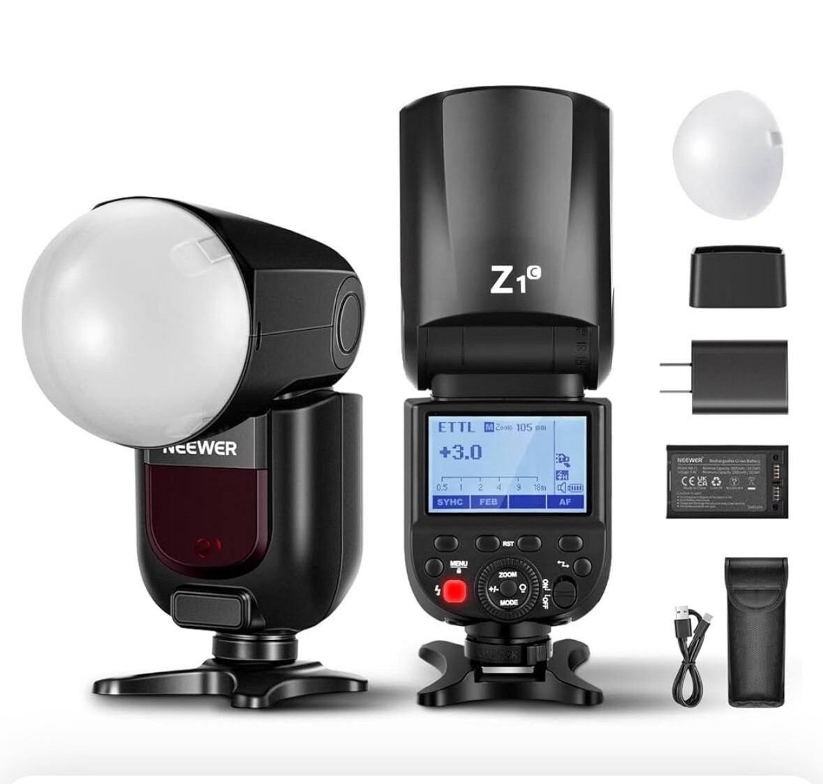 Neewer Z1-C TTL 2.4G Wireless Round Head Flash Speedlite for Canon DSLR Cameras