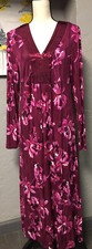 Carole Hochman Heavenly Soft Sleepwear Long Sleeve Gown Cranberry W/ Flower M