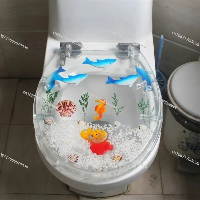 47*38CM High-grade Beautiful Resin Toilet Seat Cover Stainless Steel Slow Down M - Image 2 of 4
