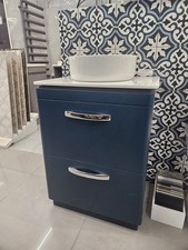 Ex Display - Tavistock Compass 60cm Vanity Unit 2 Drawer, Worktop And Bowl Blue