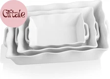 Casserole Dishes for Oven, Ceramic Bakeware Set of 3, Rectangular Baking Dish wi