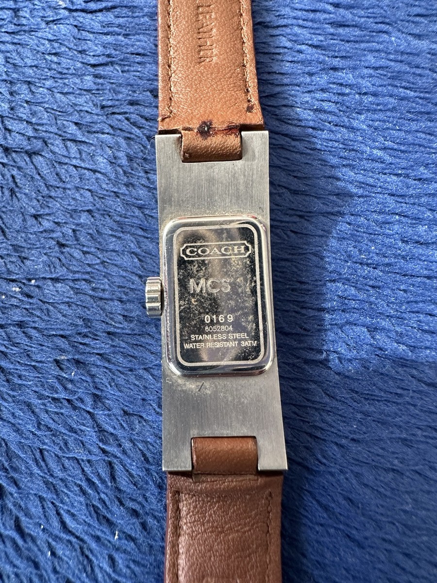 Coach #0169 Silver/Black Leather Women\'s Watch Coach Vintage Swiss Made Ladies Silver Tank Watch Black  main image 4