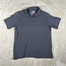 The North Face Short Sleeve Polo Shirt Mens Charcoal Grey Textured Yoke Size M