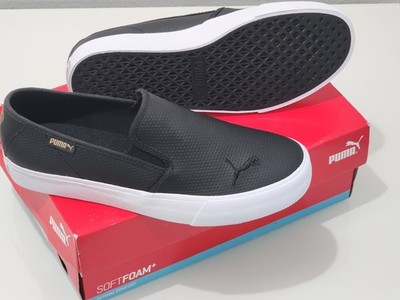 Puma Bari Slip On Cat L Womens 9.5 Black Gold SoftFoam+ Sneakers 374607-01 NIB
