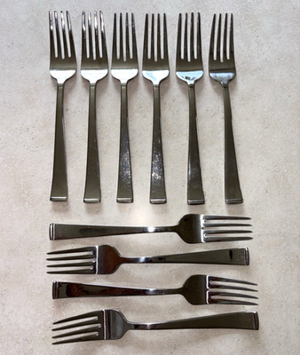 Wallace Julienne Stainless Set of 10 Forks 18/10 China Glossy Flat Tip Flatware