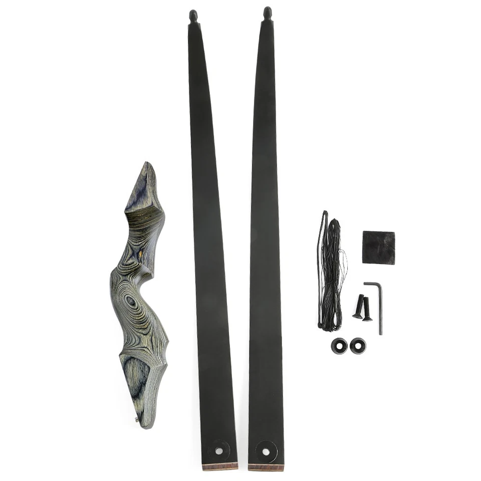 Juego de flechas de arco recurvo derribo 60" EE. UU. 50 libras elevador de madera tiro con arco tiro al blanco Foto 4 de 4