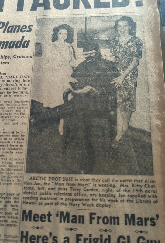 OCT 24, 1944 NEWSPAPER #2064- "ALEUTIAN JOE", LT. JACK GILES, USNR
