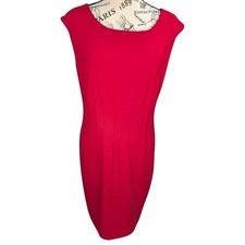 VTG Marvin Richards Womens 12 Red Pintuck Waist Lined Sheath Dress Sleeveless