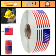 Patriotic USA Flag Stickers - 500 Perforated Labels, 1.25" x 2.125", Made in USA