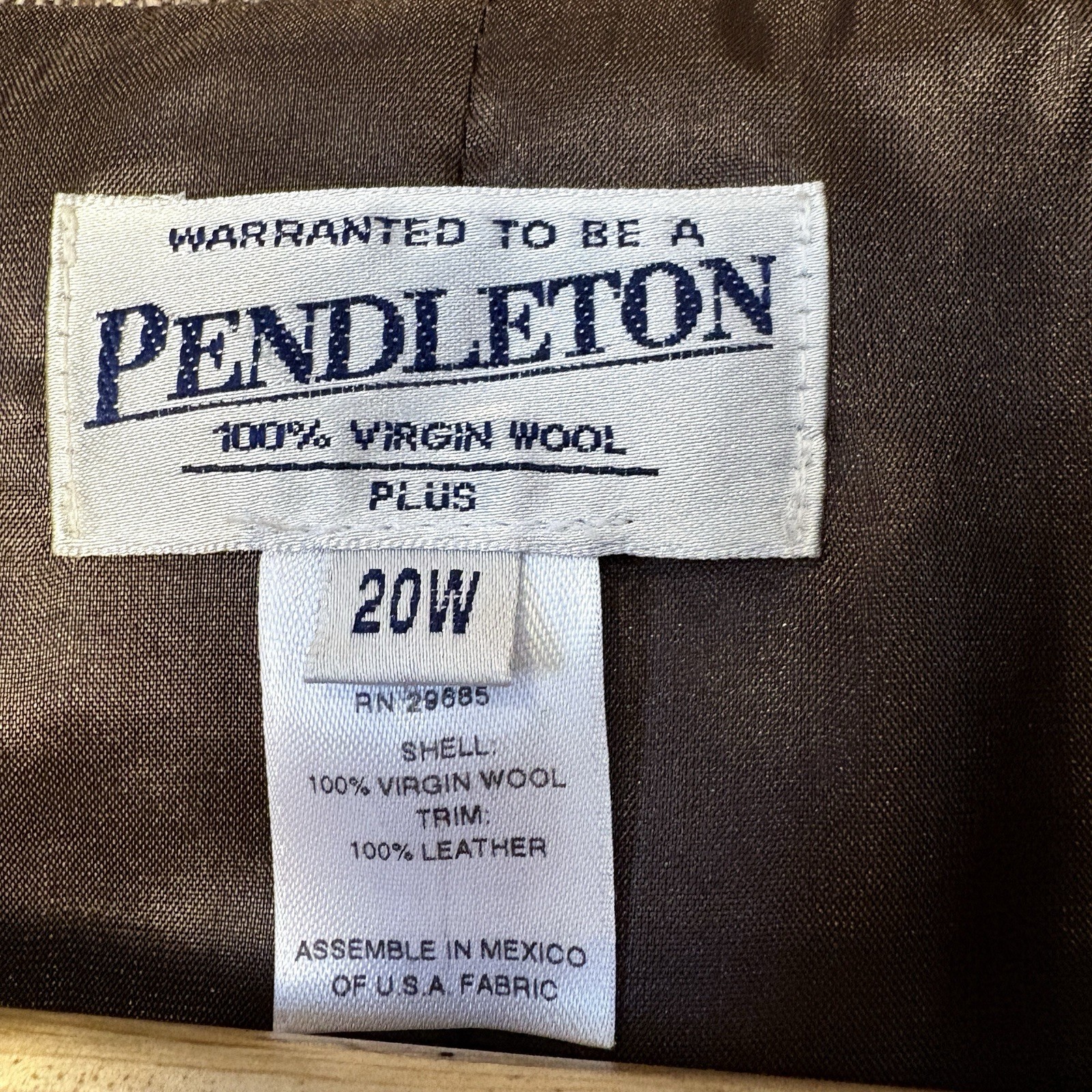 Pendleton Brown Wool Jacket Blazer Leather Women … - image 6