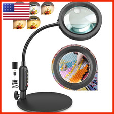 Runsenfo 30X 10X Magnifying Glass Light And Stand 5 Color Modes Stepless