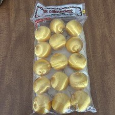 NIP 15 Vintage Pyramid by Rauch Gold Satin ornaments 2" diameter Made in USA