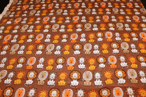 Lions on Brown Jo Ann Doodles Knit Fabric 30x60 - Picture 3 of 5
