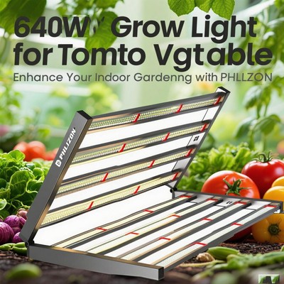 Phlizon 640W LED Grow Light Full Spectrum for Indoor Plants High Efficiency EU 
