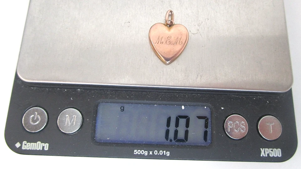 Victoriano 10k Oro Rosa Corazón Hinchado Dije Monograma en Ambos Lados Genuino Foto 4 de 4