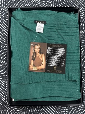 IMAN Global Chic Women's Shawl Scarf Wrap Emerald Green 25  x 72  New With Tag