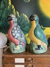 Elizabeth Mary WATT, (1886-1954) Signed Pair Of Ceramic Parrots Scotland Artist