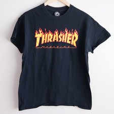 Thrasher Magazine Flame Logo Tee Black San Francisco Skate T-Shirt Men's M