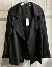 Adrianna Papell sz Med Black Draped Open Front Jacket Stretch 129 Edgy Career