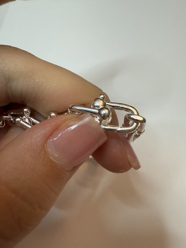 Silver Tone Link Chain Bracelet 8.2 Inch - Picture 5 of 8