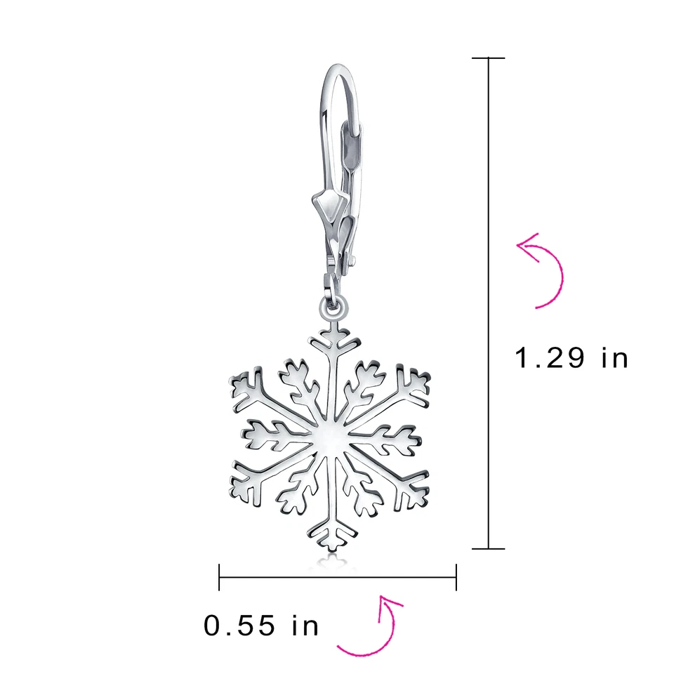 Классические рождественские висячие серьги-снежинки из стерлингового серебра с застежкой-рычагом - Изображение 4 из 4