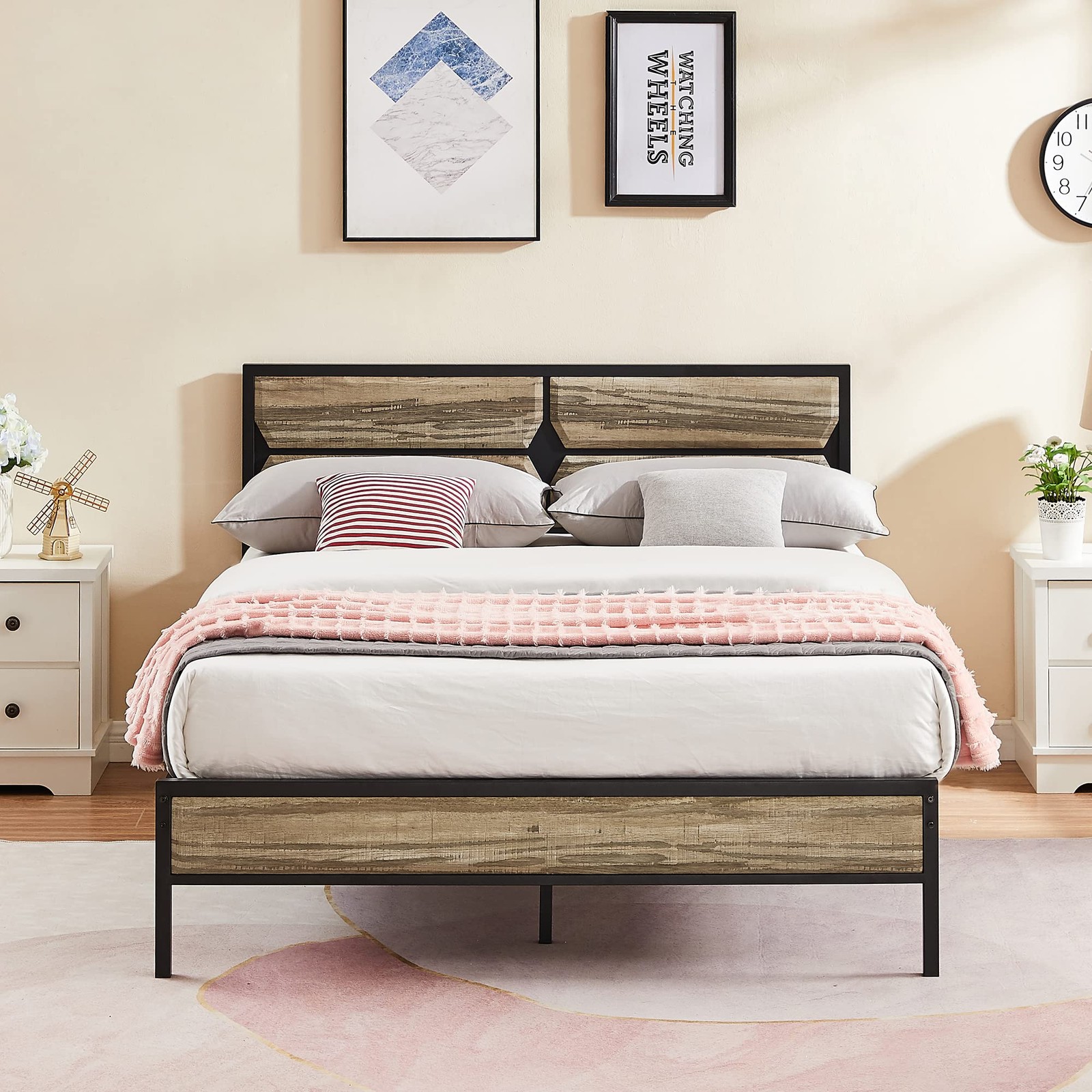 With Wood Headboard/mattress Foundation/premium Steel...