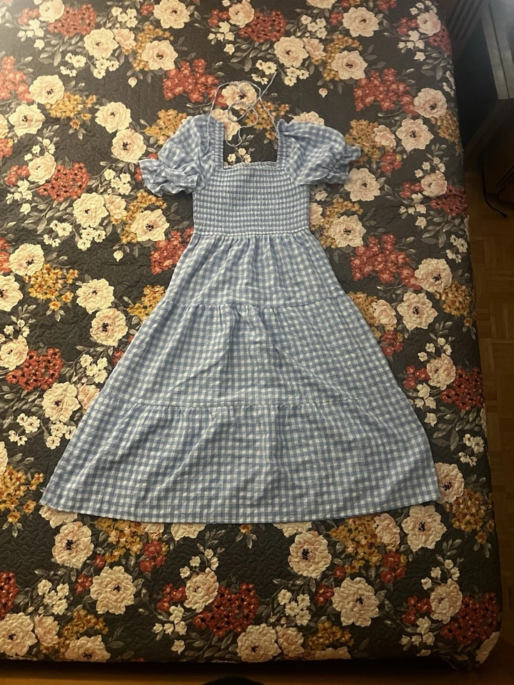 Strasburg Cotton Girl Dress Classical, Lovely Blue&White Checker Pattern Size 4 - Image 2 of 3
