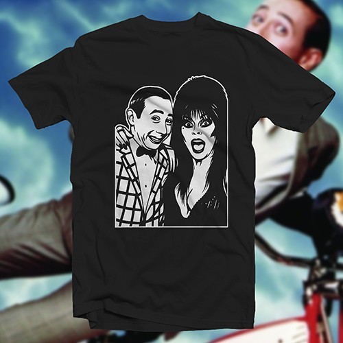 Elvira AND Pee Wee Herman T-SHIRT Vampira Television Horror Campy Fun Playhouse - Picture 1 of 16