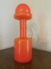 VTG MCM Orange Glass Decanter Bottle w Stopper Blenko Style Tangerine Art Glass