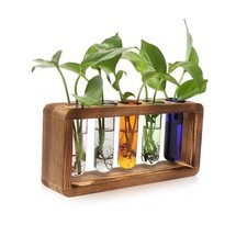 Glass Plant Propagation Station with 5 Test Tubes Colorful Planter Color-01