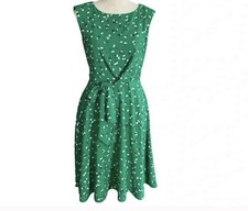 ASL Tahari Green Floral Tie Waist Dress Size 2 Knee Length Preppy Stretch