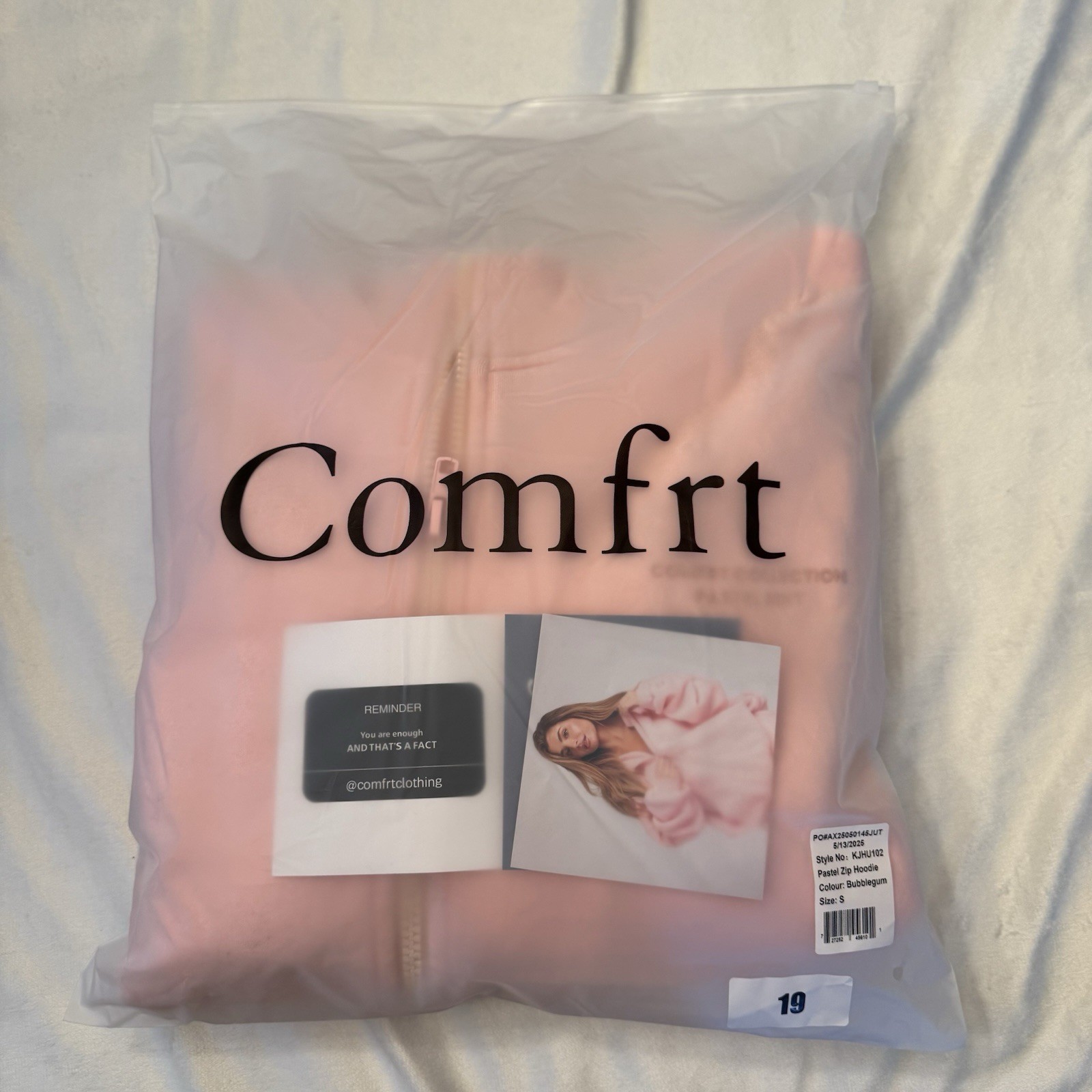 Comfrt Pastel Zip Up Hoodie Limited Edition Bubblegum Pink Sz Small Oversized
