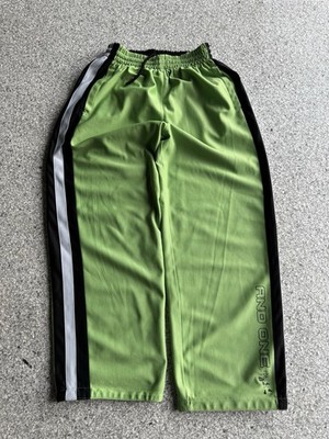 AND1 Boys Track Pants 10-12 Green/Black Drawstring Elastic Waist Side Stripe