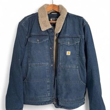 Mens Carhartt Denim Sherpa Lined Jacket Relax...