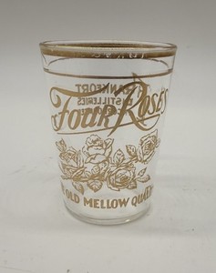 Rare 1935–1942 Four Roses KENTUCKY Bourbon Whiskey Gold Trim Shot Glass