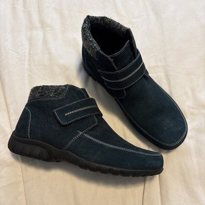 NEW Propet Delaney Strap Women's 8.5 XW (2E) Nubuck Ankle Boot Peacock Blue