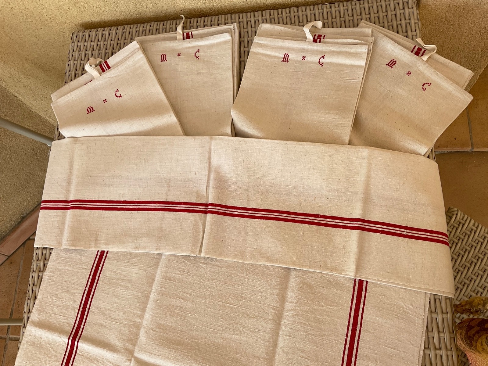 Vrais torchons anciens neufs en lin | Linge de maison traditionnel de collection et vaisselle
