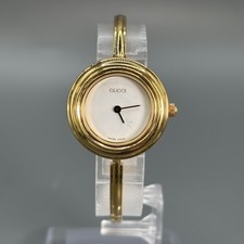 [Ottimo+5] GUCCI Change Bezel 11/12.2 Gold Quartz Scatola Orologio Donna Funz...
