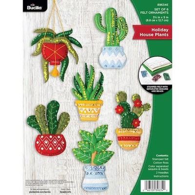 Bucilla Filz Ornamente Applikation 6er Set - Ferienhaus Zimmerpflanzen 89634E
