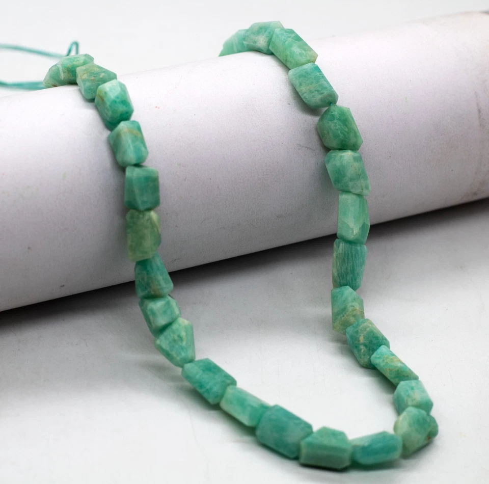 Natural Amazonite Gemstone Step Cut Faceted Nuggets Beads 34 Pisces 17 Inches - Image 2 of 4