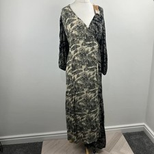 Next maxi wrap dress women’s size 18 black cream print RRP £50